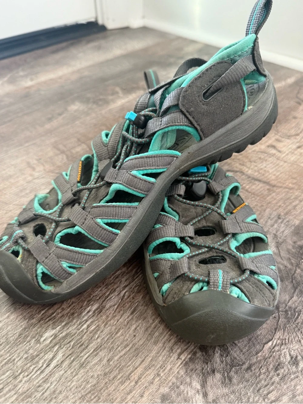 KEEN Women's Waterproof Sport Sandals in Charcoal & Teal 8